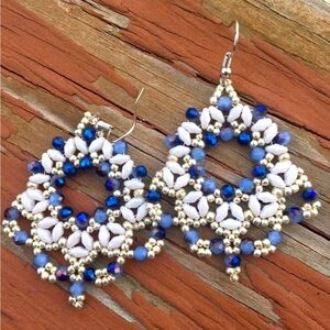 Beautiful handmade blue crystal earrings.